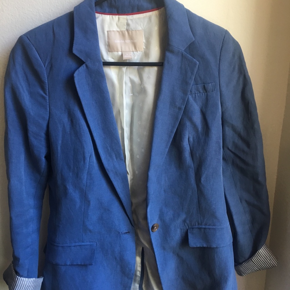 Banana Republic Linen Blue Blazer